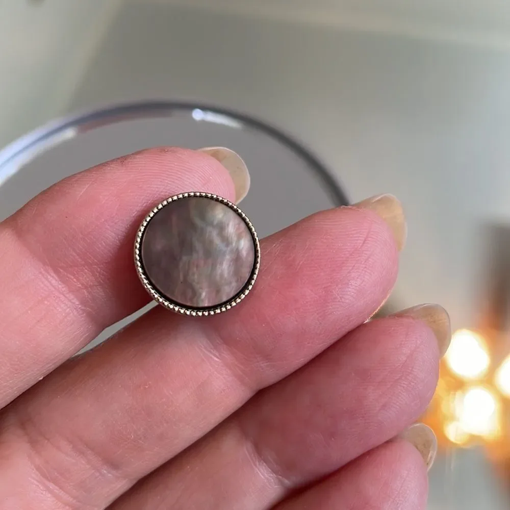 Vintage purple iridescent mother of pearl‎ cuff links & two tuxedo shirt studs